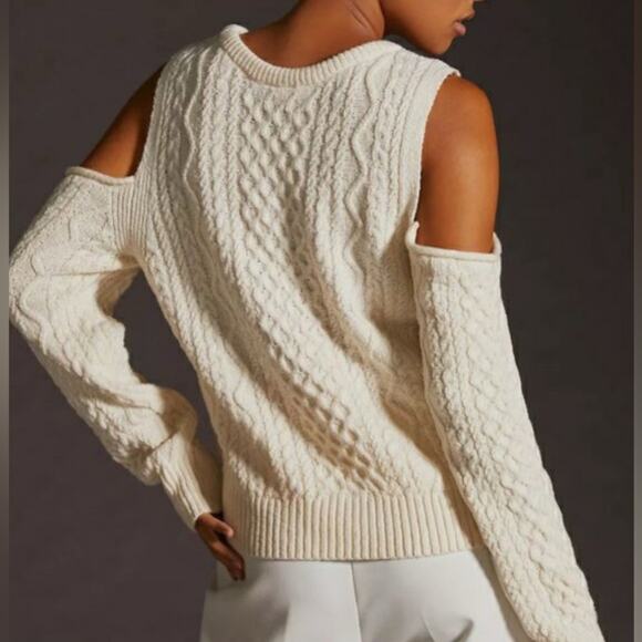Anthropologie Pilcro Cold Shoulder Fisherman Sweater Knit Size Smalll - Picture 3 of 11